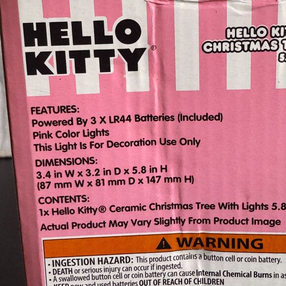 2024 Hello Kitty Pink Ceramic Xmas Tree w/ Lights – Kawaii Holiday Décor - Picture 5 of 7